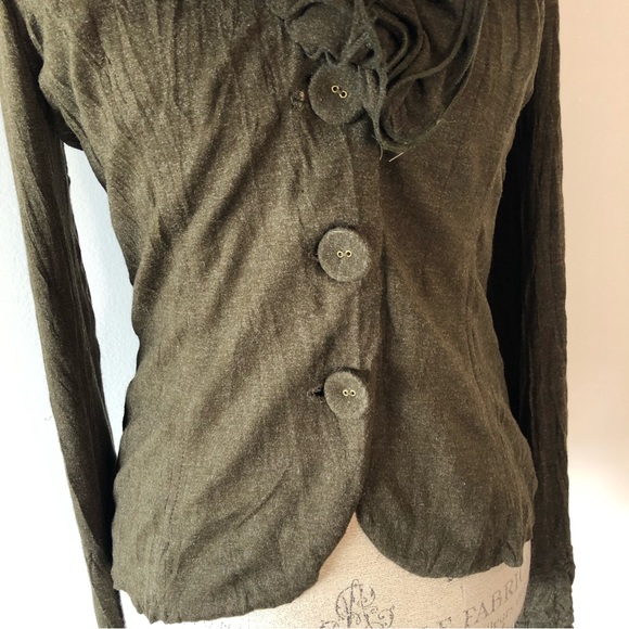 Vintage Alberto Makali Ruffle Collared Cardigan Sweater 8 - Picture 10 of 11